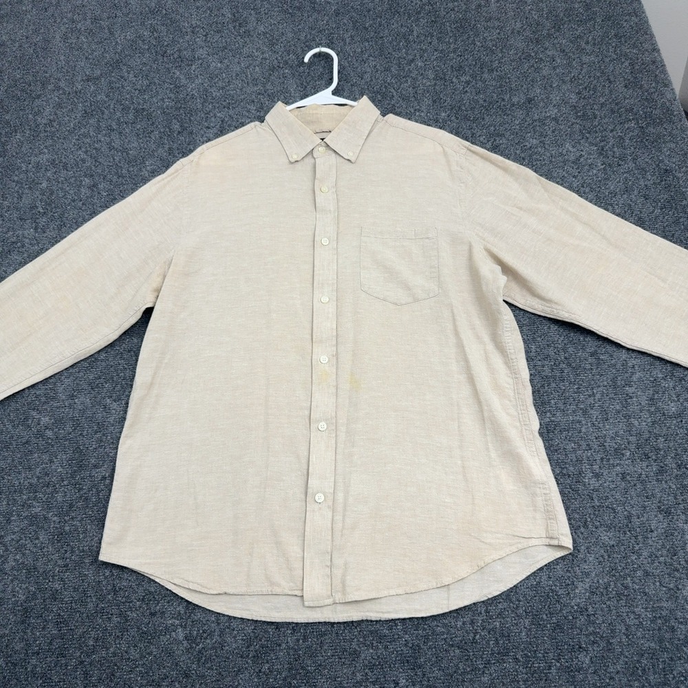 Banana Republic Shirt Mens L Beige Linen Cotton Button Down Casual Classic